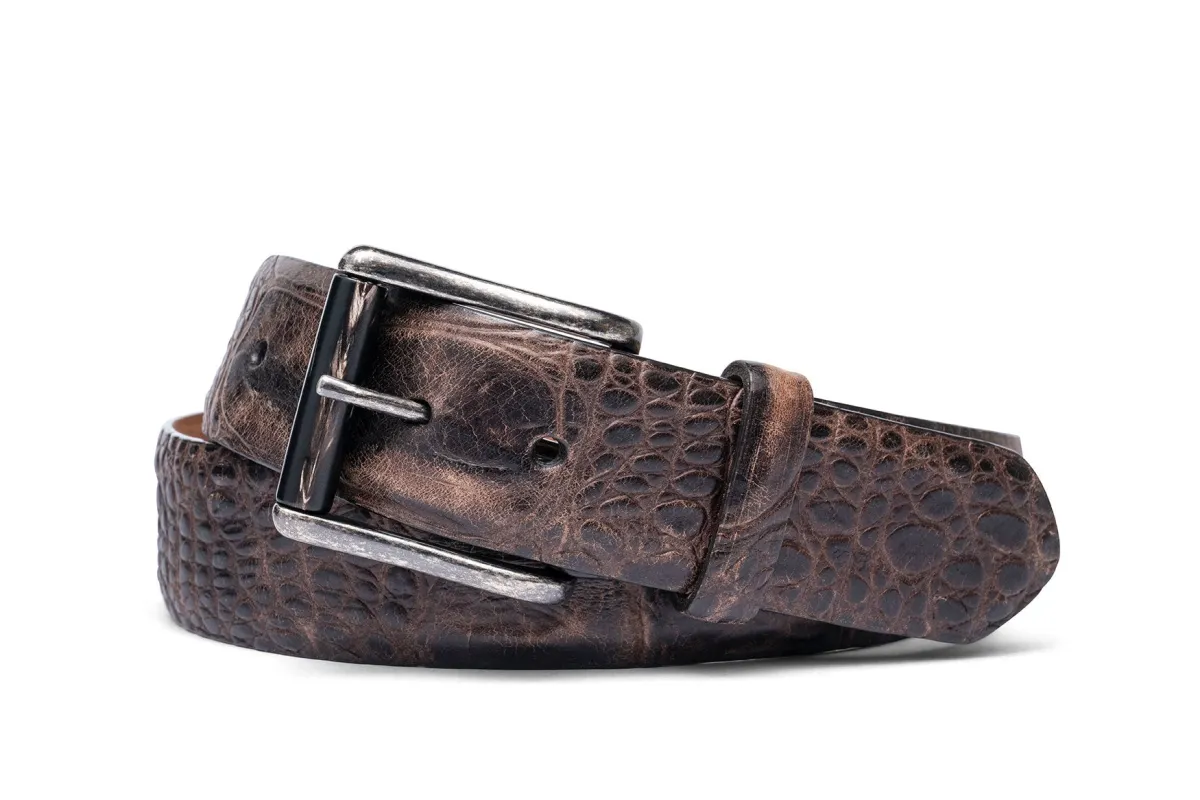 Authentic Super Gator Belt with Antique Silver Buckle made by W. Kleinberg