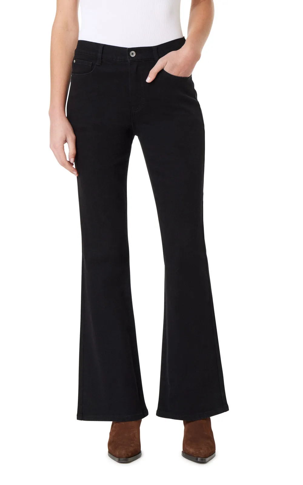 InstaVintage Fearless Curvy High Rise Super Flare sold by Wallflower