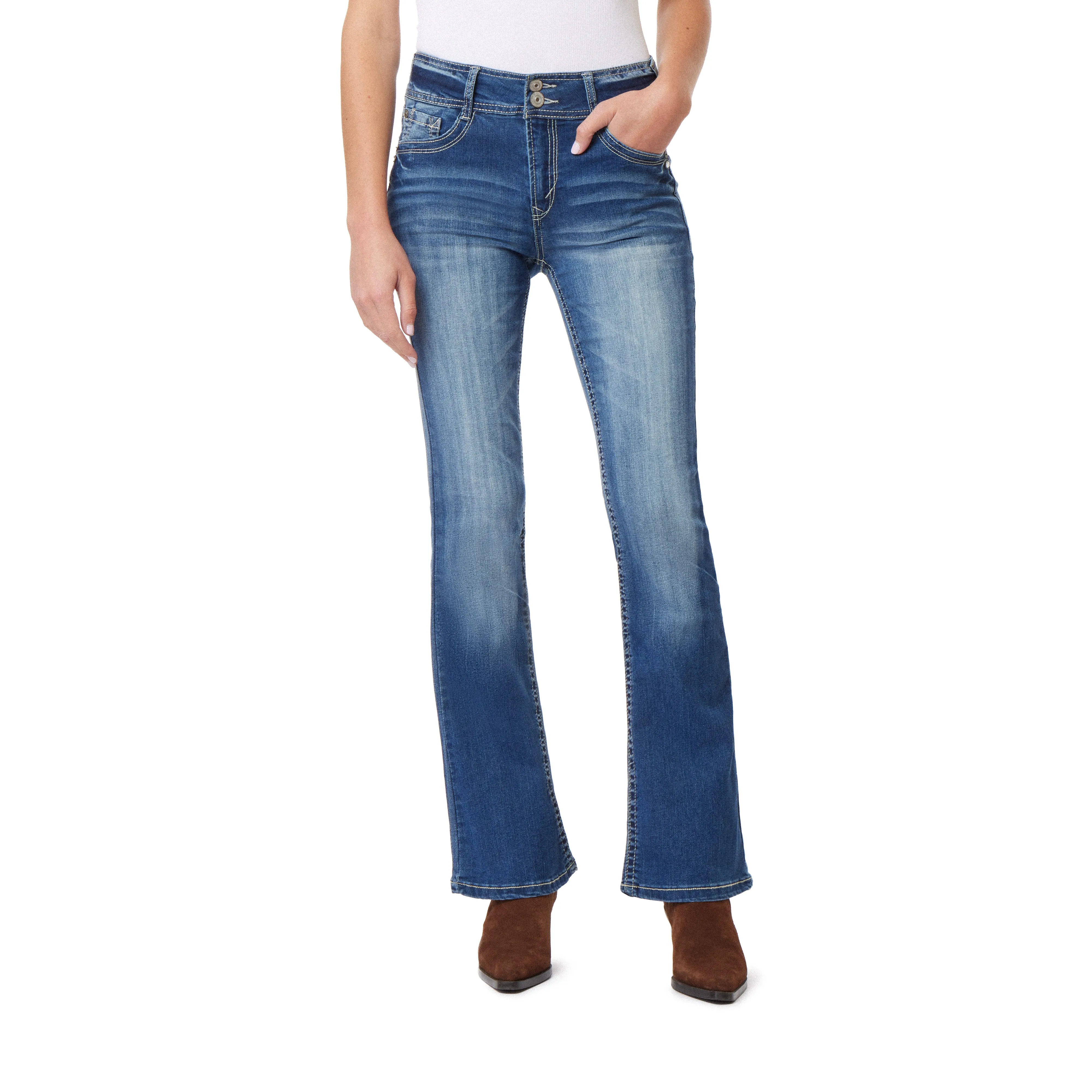 InstaStretch Flirty Curvy Flare High Rise Jeans sold by Wallflower product image thumbnail 5