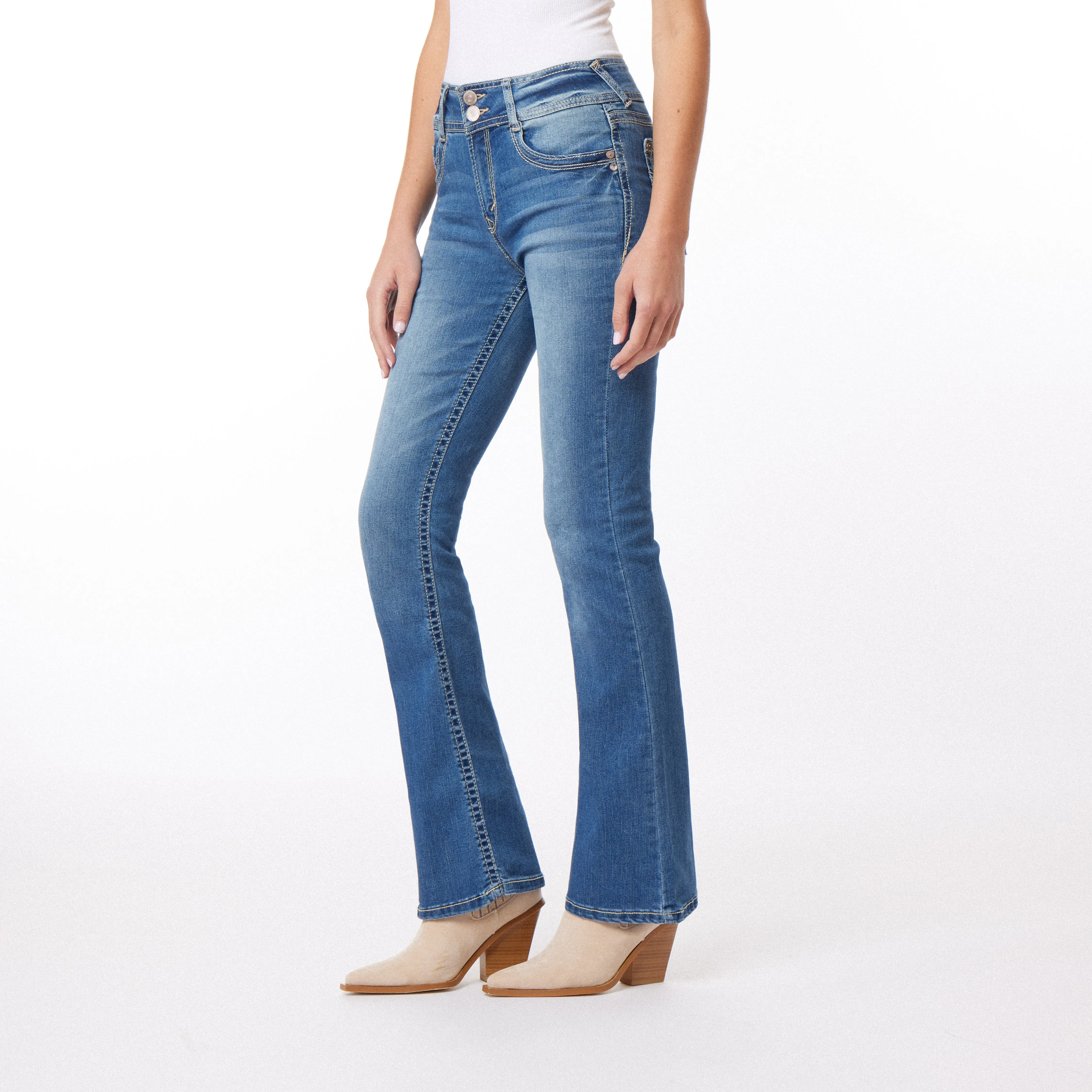 InstaStretch Flirty Curvy Flare High Rise Jeans sold by Wallflower product image thumbnail 3