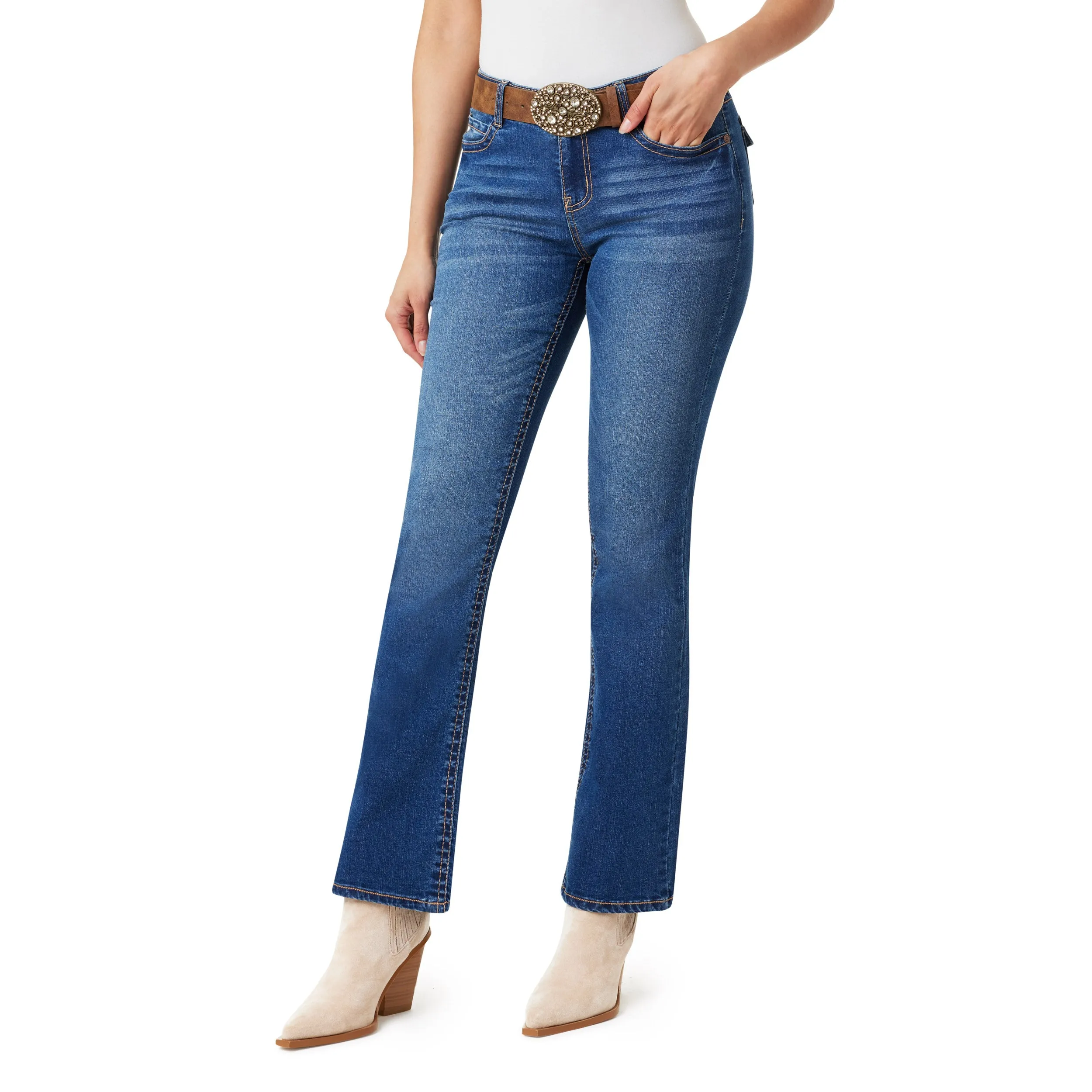 InstaSretch Feisty Curvy Low Rise Slim Flare Jeans sold by Wallflower product image thumbnail 3