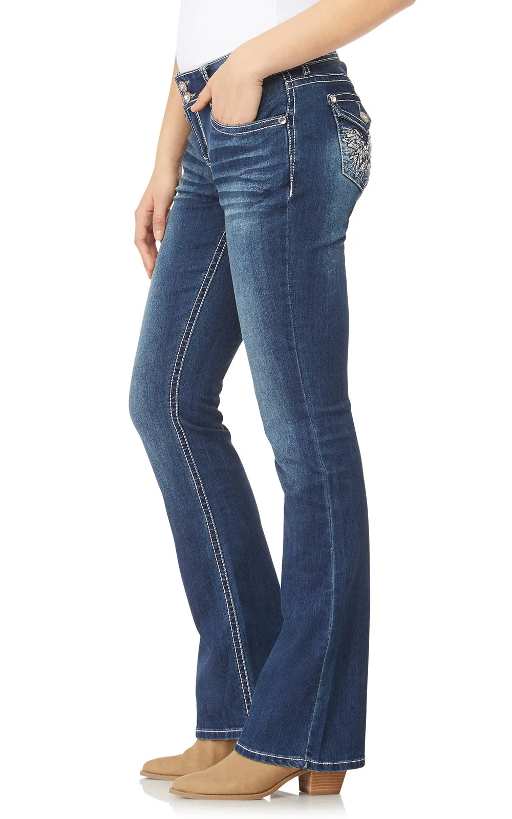 Plus InstaStretch Luscious Curvy Bootcut Mid-Rise Bling Jeans sold by Wallflower product image thumbnail 2