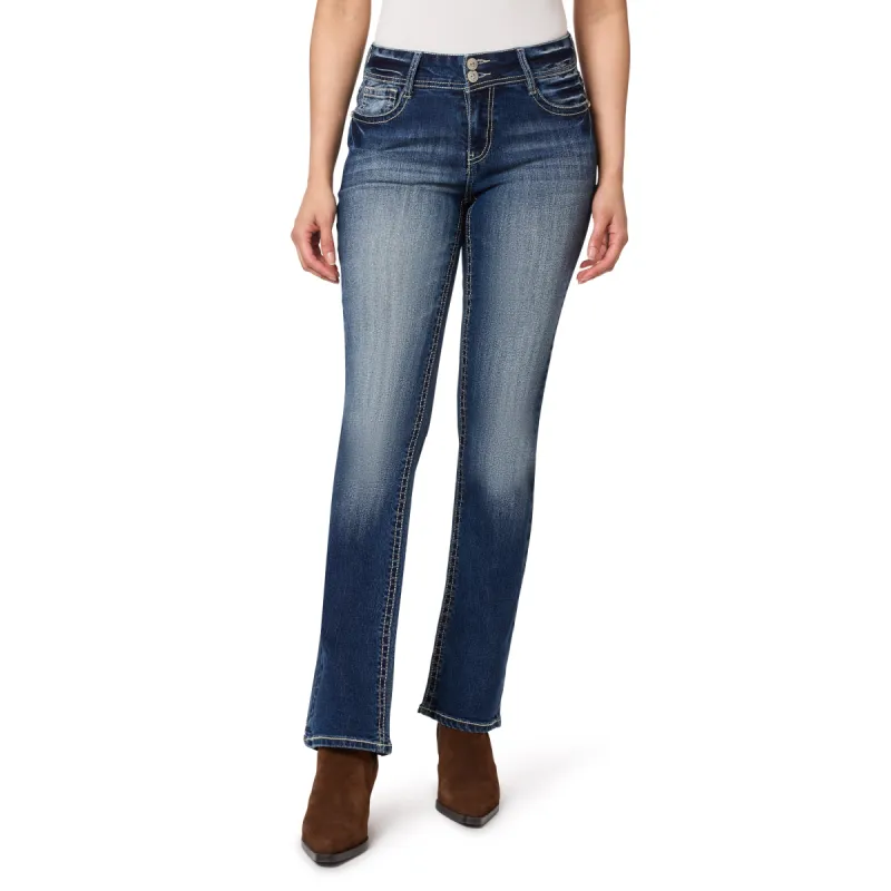 Insta Stretch Luscious Curvy Bootcut Mid-Rise Bling Jeans sold by Wallflower