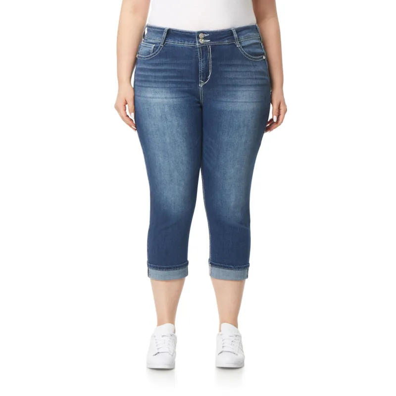 Plus InstaStretch Stretch Luscious Curvy Bling Mid-Rise Crop Jeans sold by Wallflower