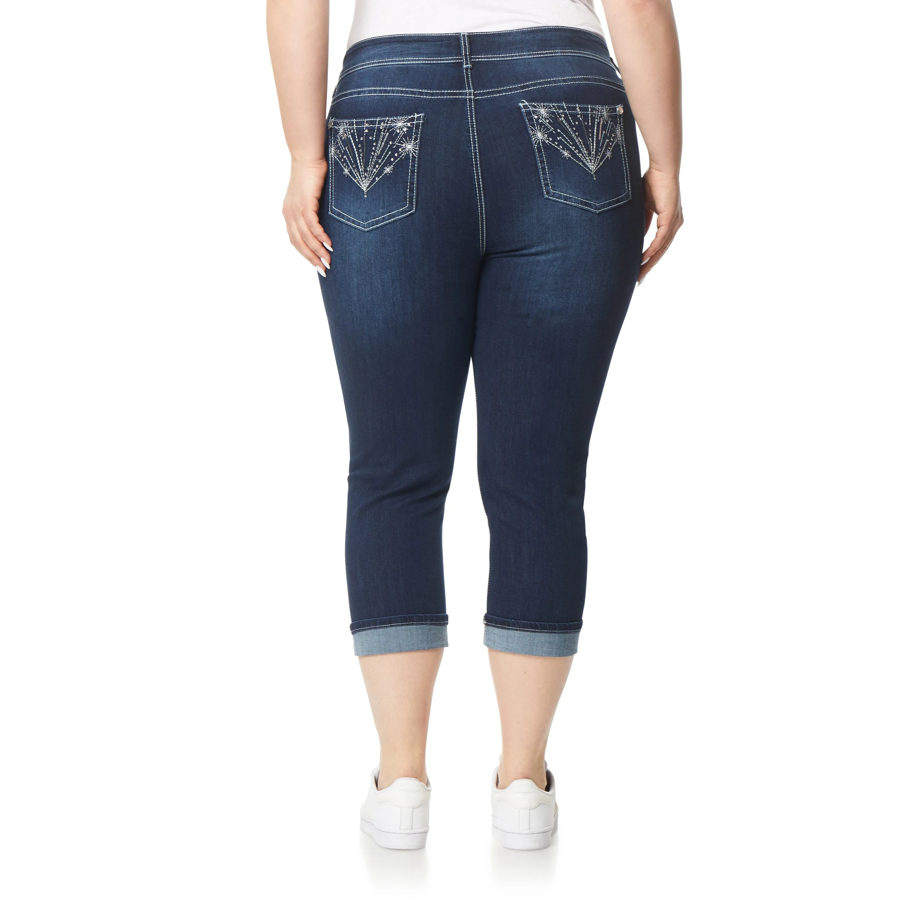 Plus InstaStretch Luscious Curvy Mid-Rise Bling Crop Jeans sold by Wallflower product image thumbnail 3