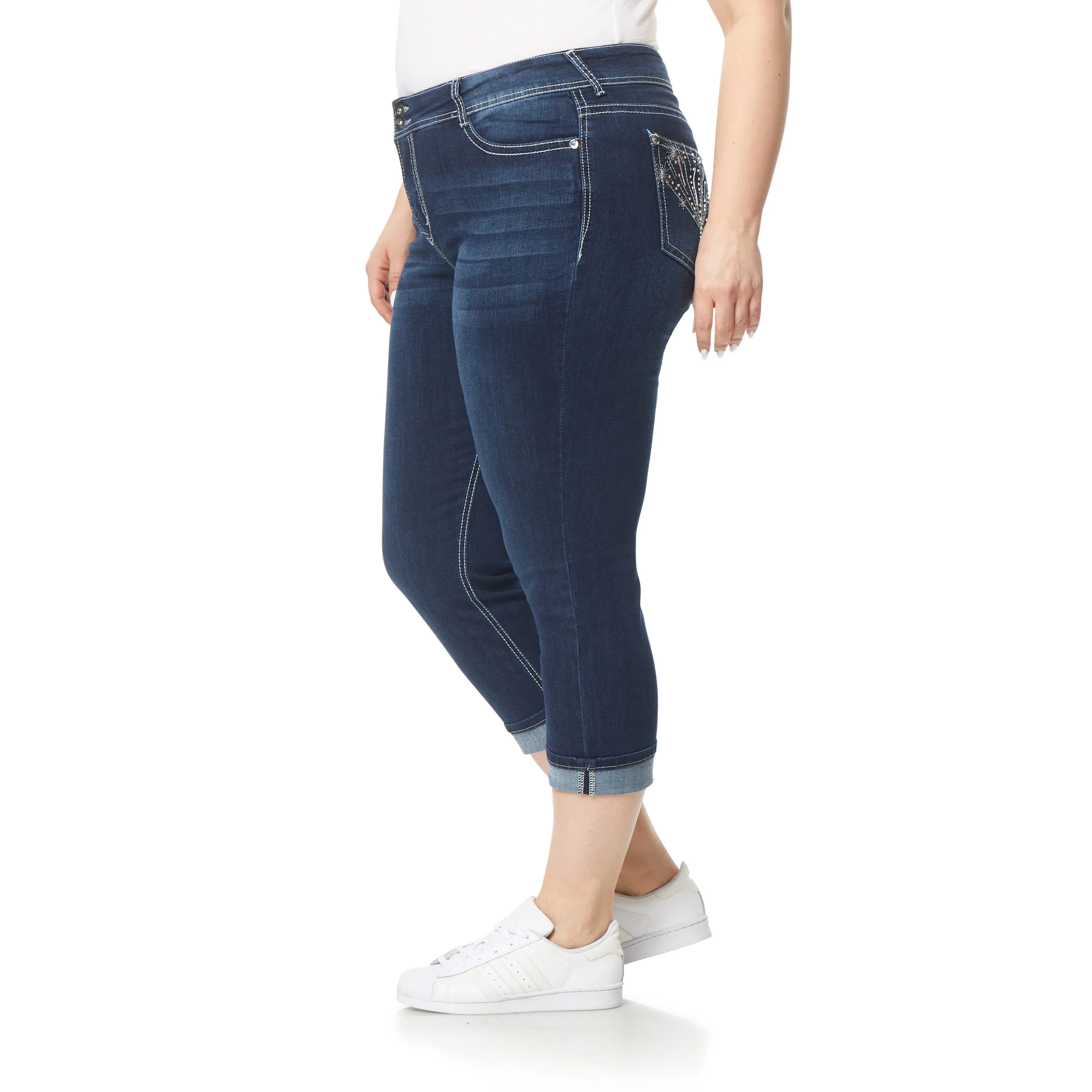 Plus InstaStretch Luscious Curvy Mid-Rise Bling Crop Jeans sold by Wallflower product image thumbnail 2