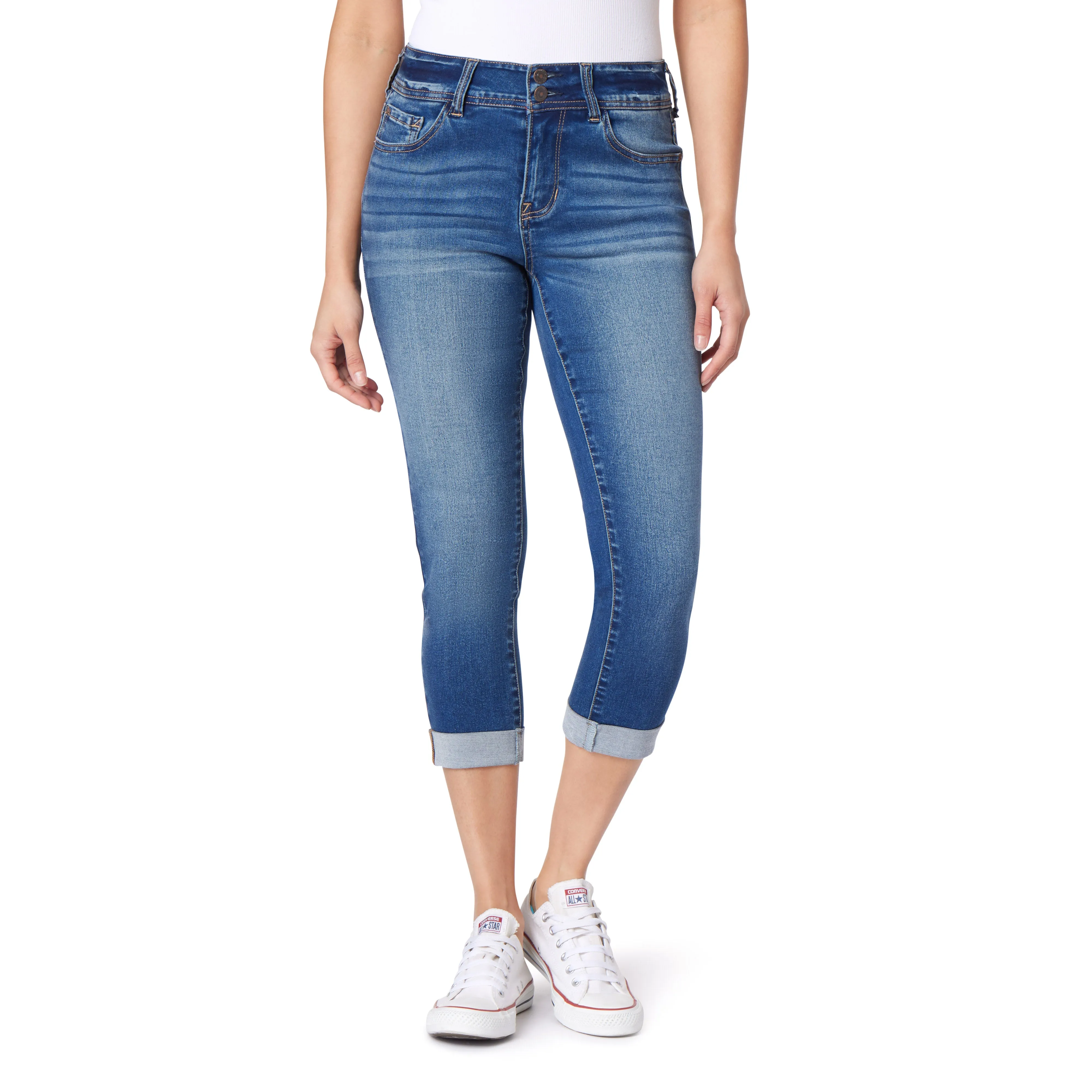 InstaSoft Ultra Mid-Rise Crop Jeans sold by Wallflower