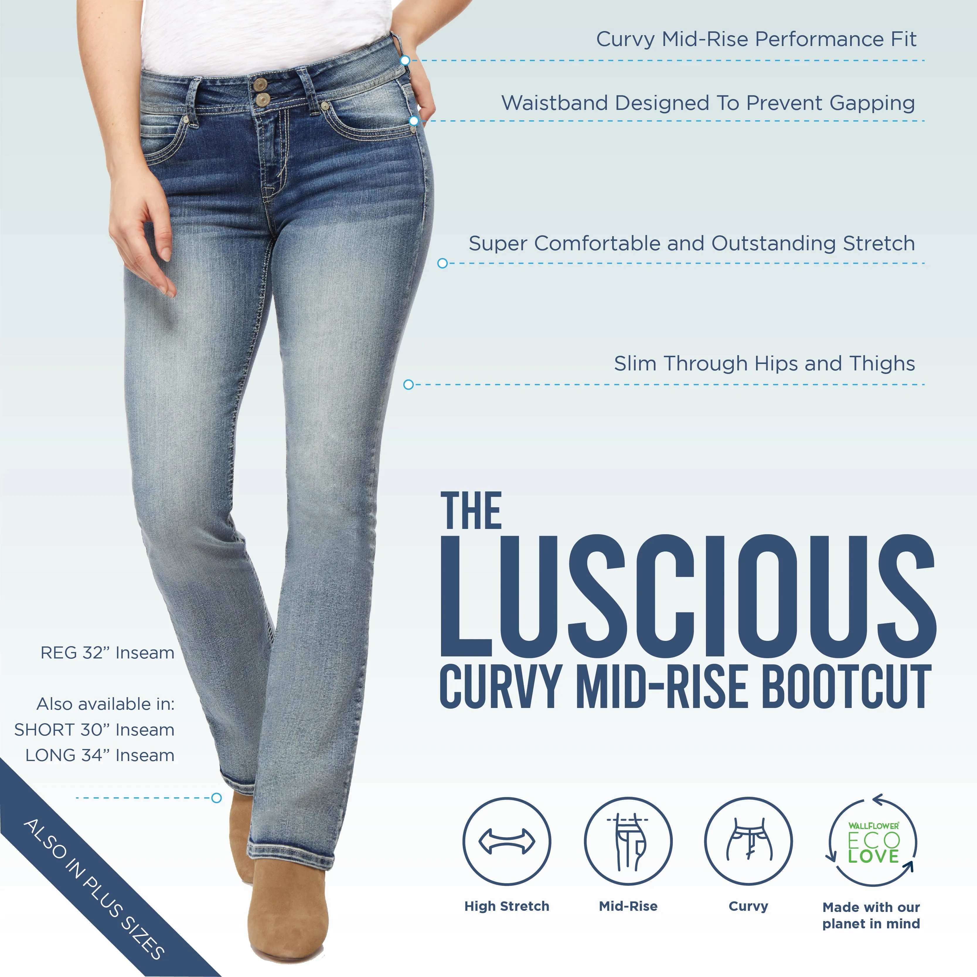 InstaStretch® Luscious Curvy Bootcut Jeans sold by Wallflower product image thumbnail 4