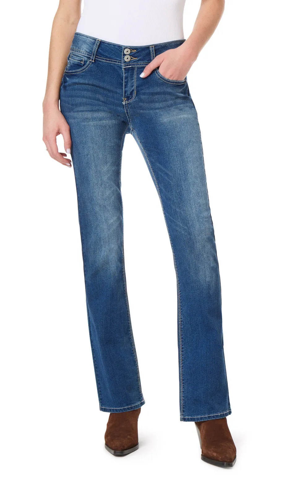 InstaStretch® Luscious Curvy Bootcut Jeans- Long Inseam sold by Wallflower product image thumbnail 4