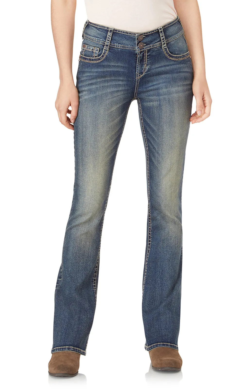 InstaStretch® Luscious Curvy Basic Bootcut Jeans- Long Inseam sold by Wallflower product image thumbnail 4