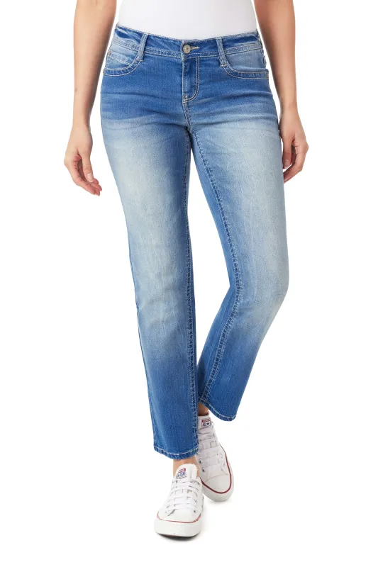 InstaStretch Feisty Curvy Low-Rise Straight Jeans sold by Wallflower