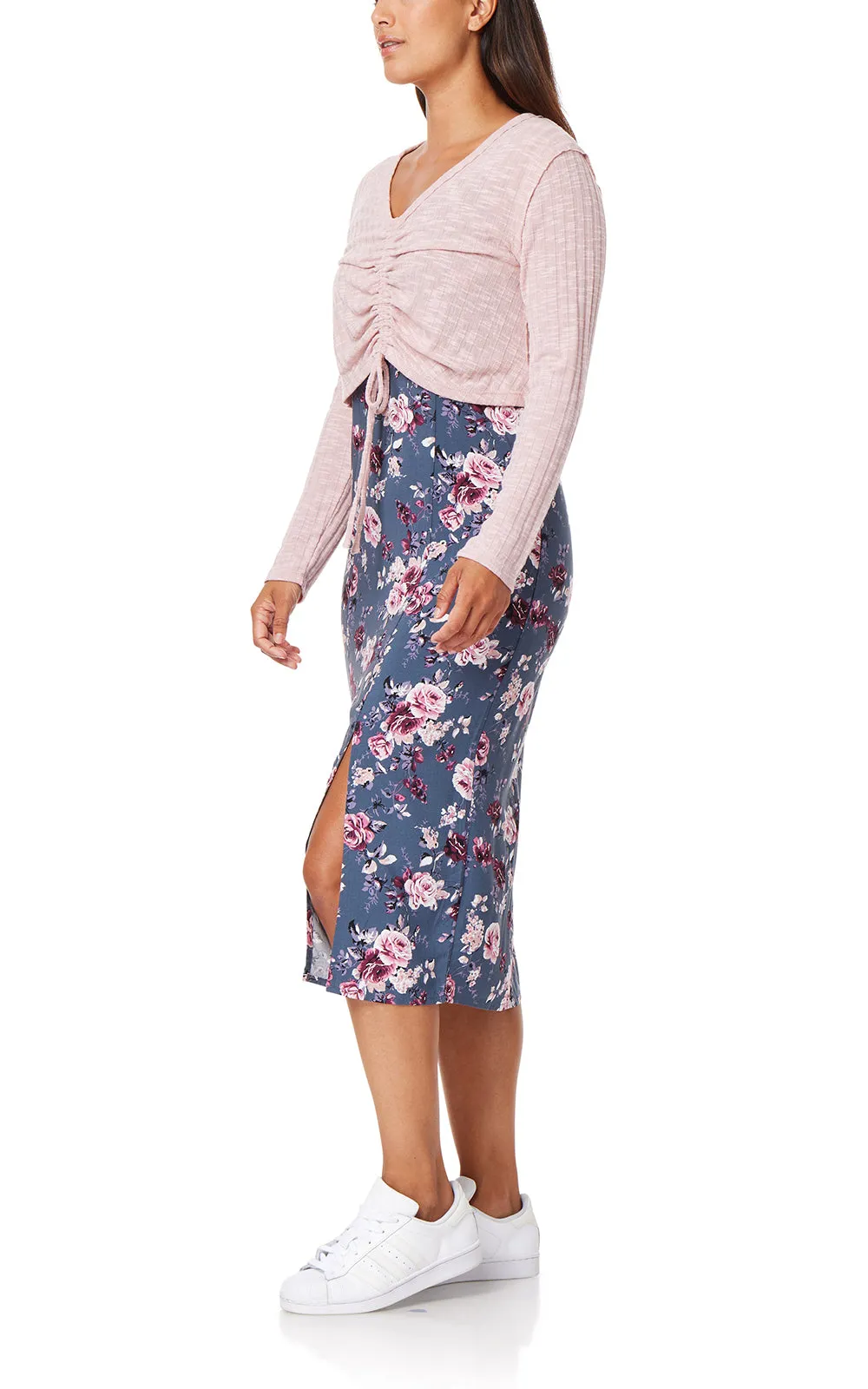 Shiloh Tie-Front Cropped Cardigan & Midi Dress Set sold by Wallflower product image thumbnail 5