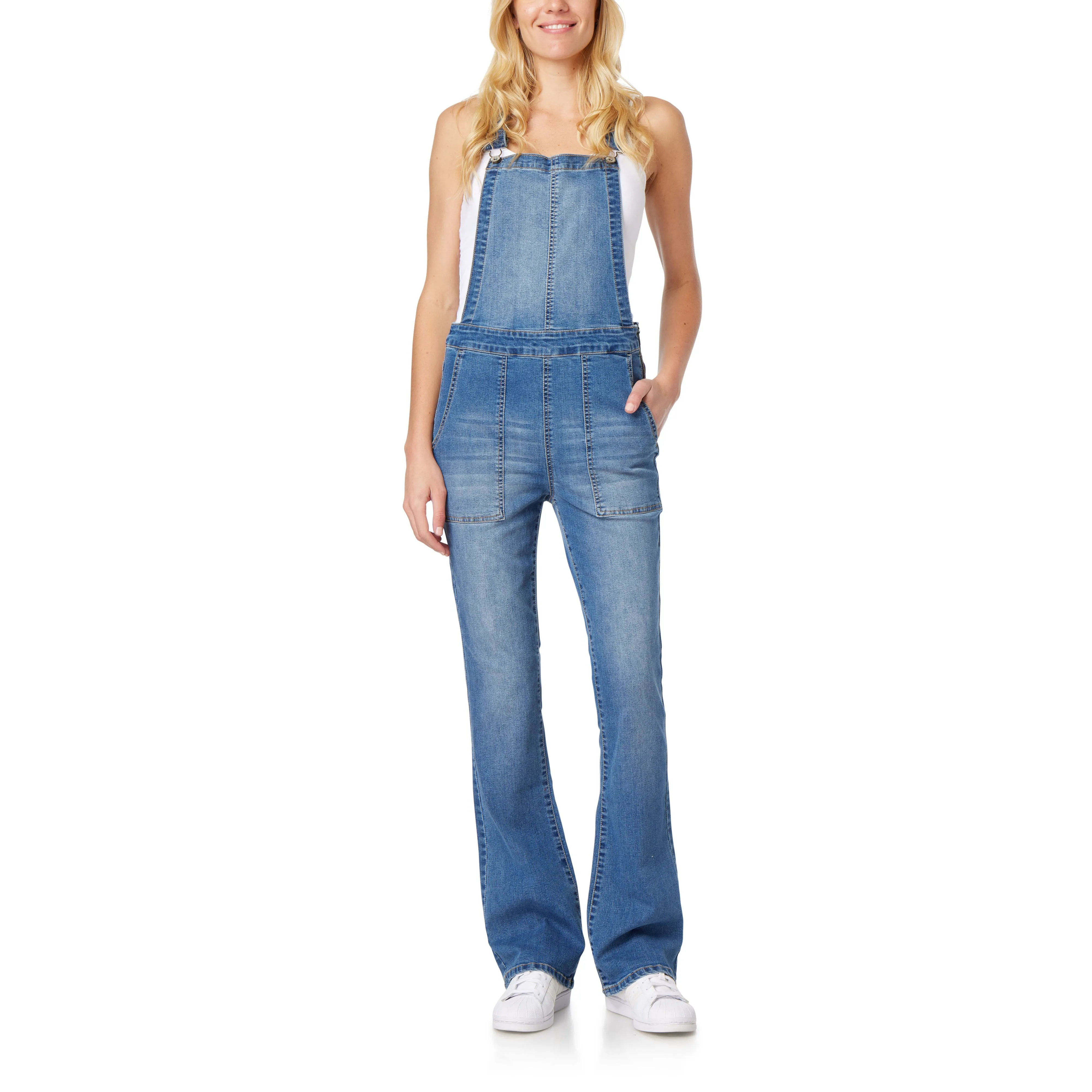 High Rise Flare Overalls sold by Wallflower