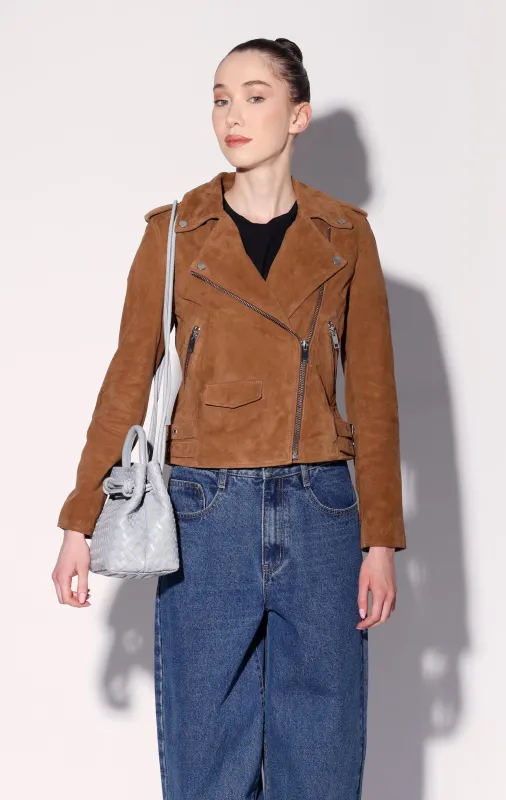 Liz Jacket, Caramel Suede - Leather sold by Walter Baker