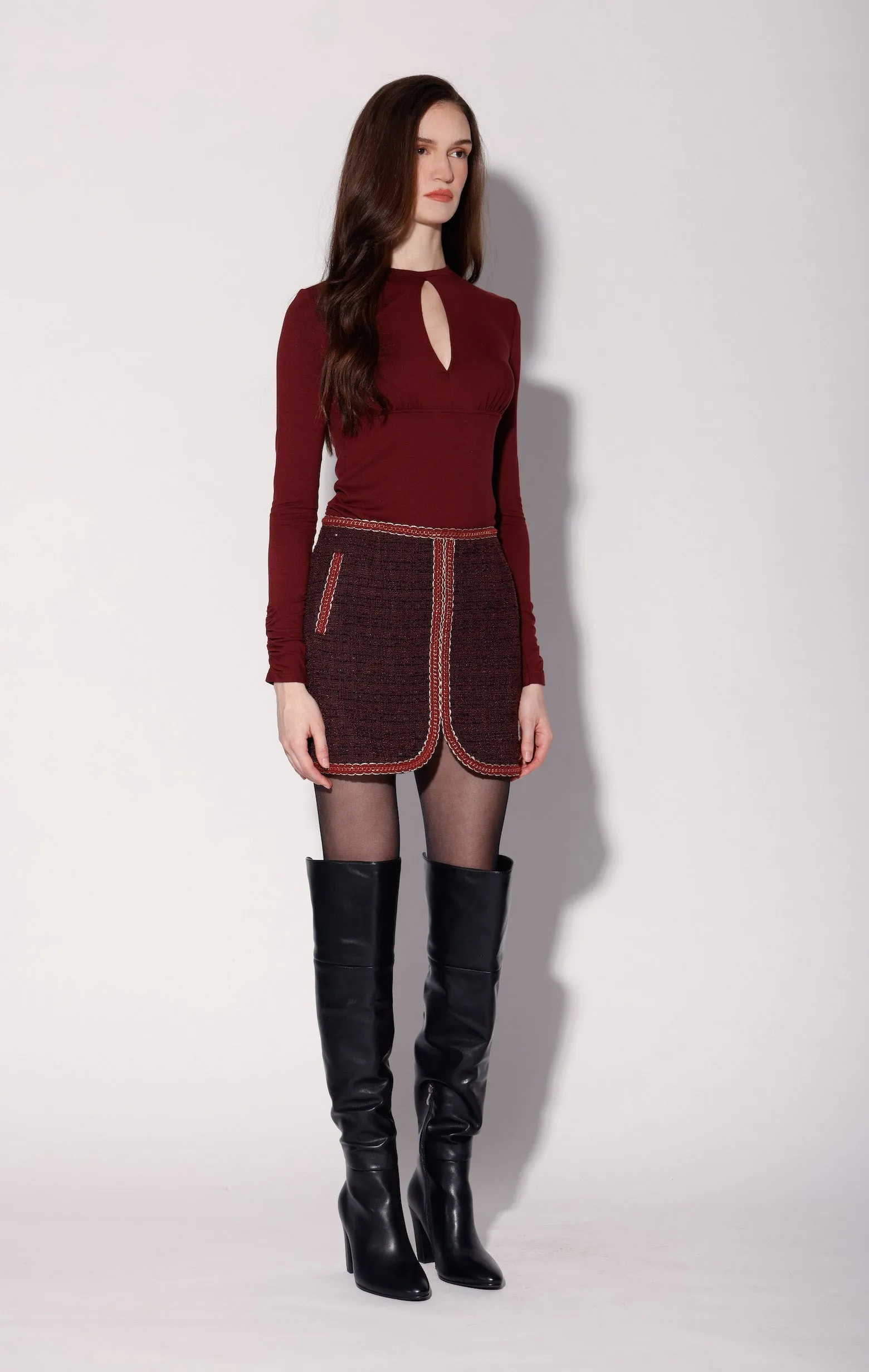 Elaine Skirt, Bordeaux Tweed sold by Walter Baker product image thumbnail 3