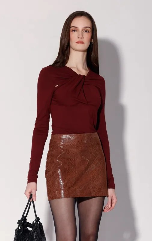Lana Skirt, Clay Snake Suede - Leather sold by Walter Baker