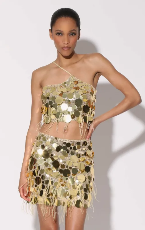 Darcy Skirt, Gold Starlet Sequin sold by Walter Baker