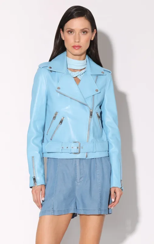 Allison Jacket, Sky Blue - Leather sold by Walter Baker