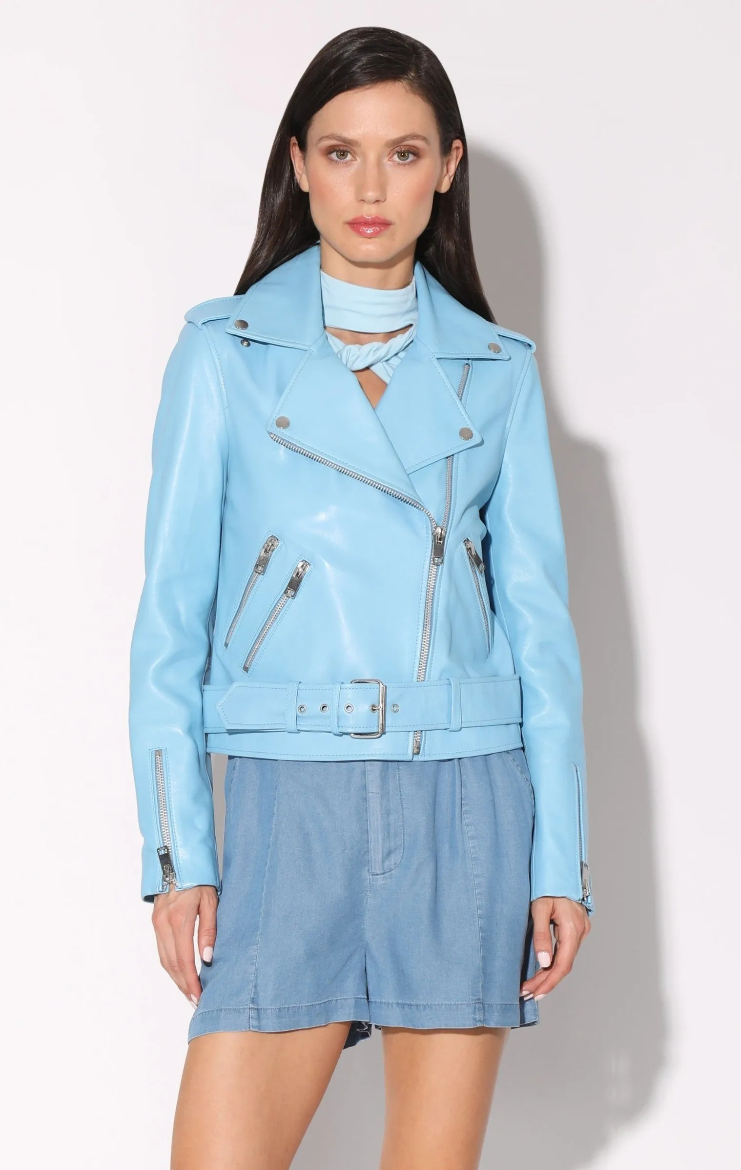 Allison Jacket, Sky Blue - Leather sold by Walter Baker