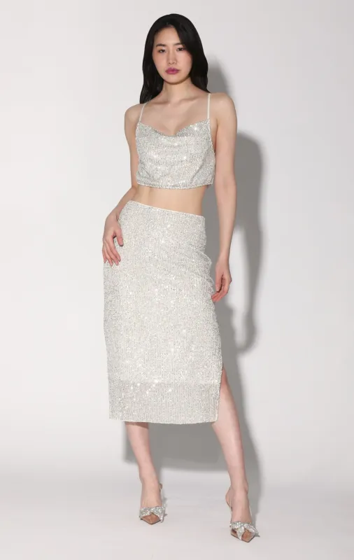 Crista Skirt, Ice Sequin sold by Walter Baker
