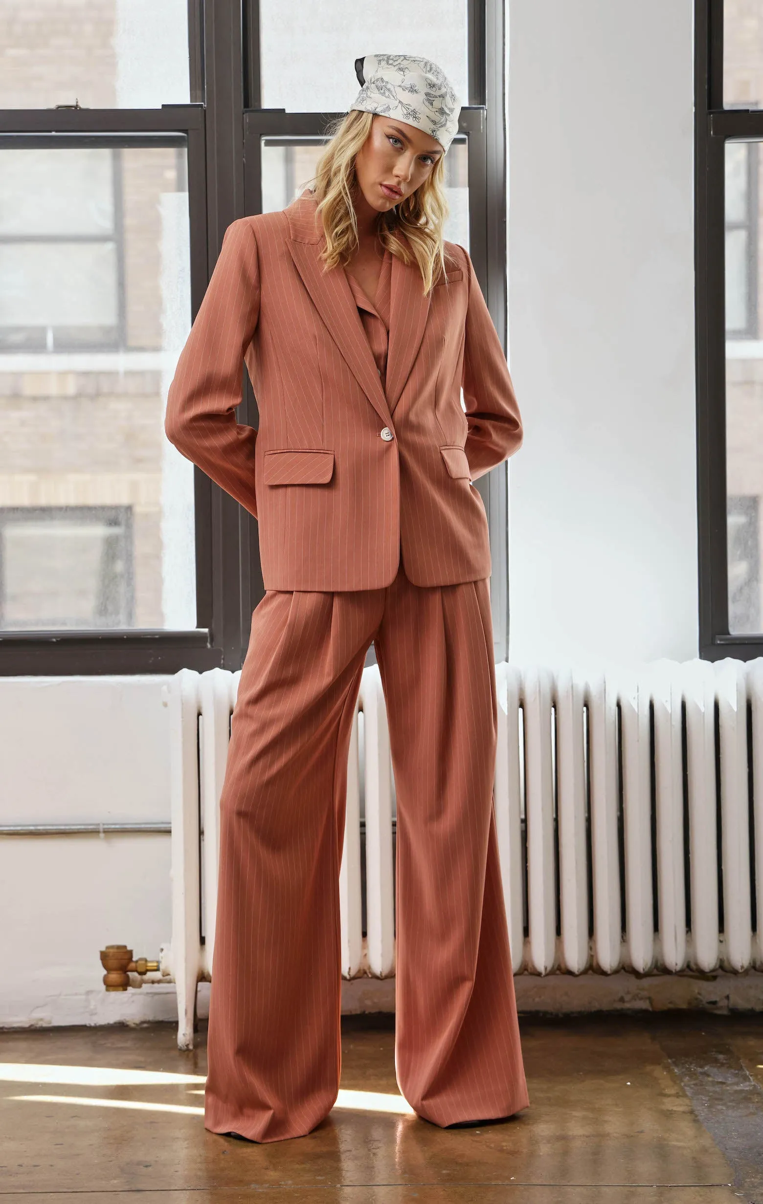 Serena Blazer, Clay Pinstripe sold by Walter Baker product image thumbnail 2