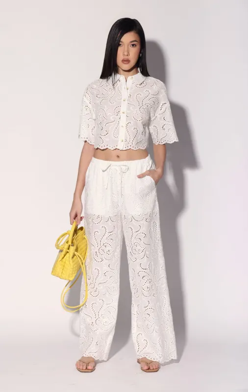 Lysander Pant, White Eyelet sold by Walter Baker