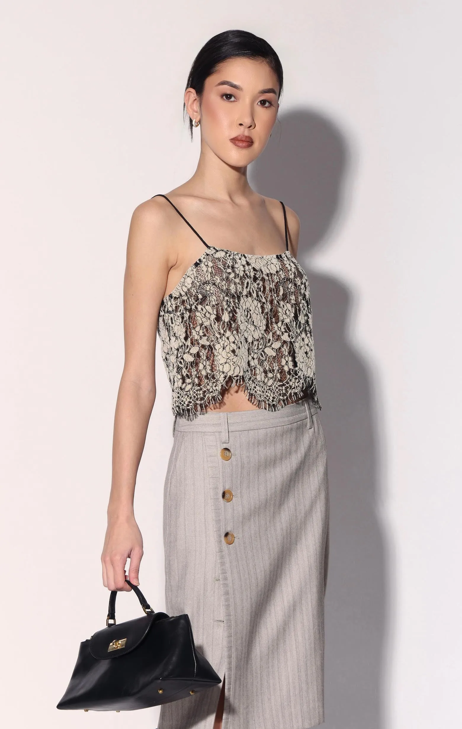 Danika Top, Ivory Black Lace sold by Walter Baker