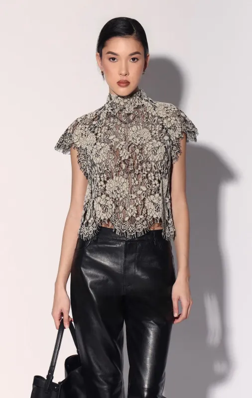 Dalton Top, Ivory Black Lace made by Walter Baker