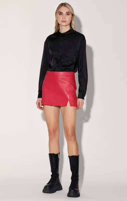 Haiden Skirt, Cerise - Leather sold by Walter Baker
