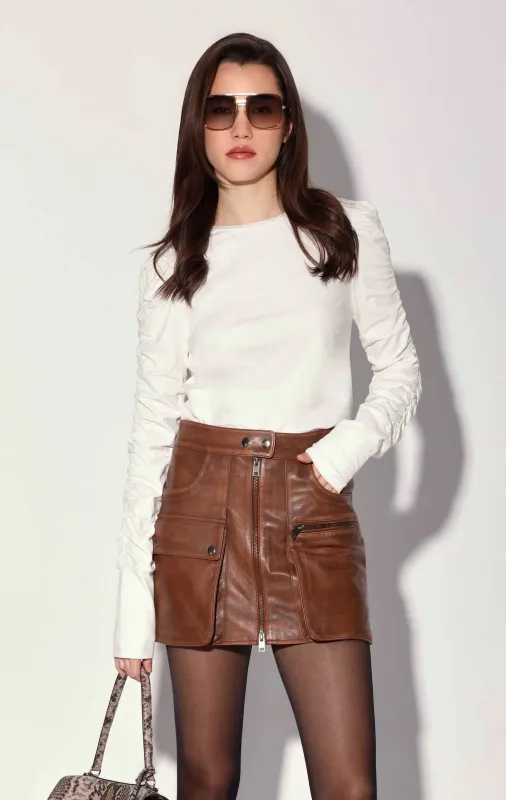 Shirley Skirt, Teak - Leather sold by Walter Baker