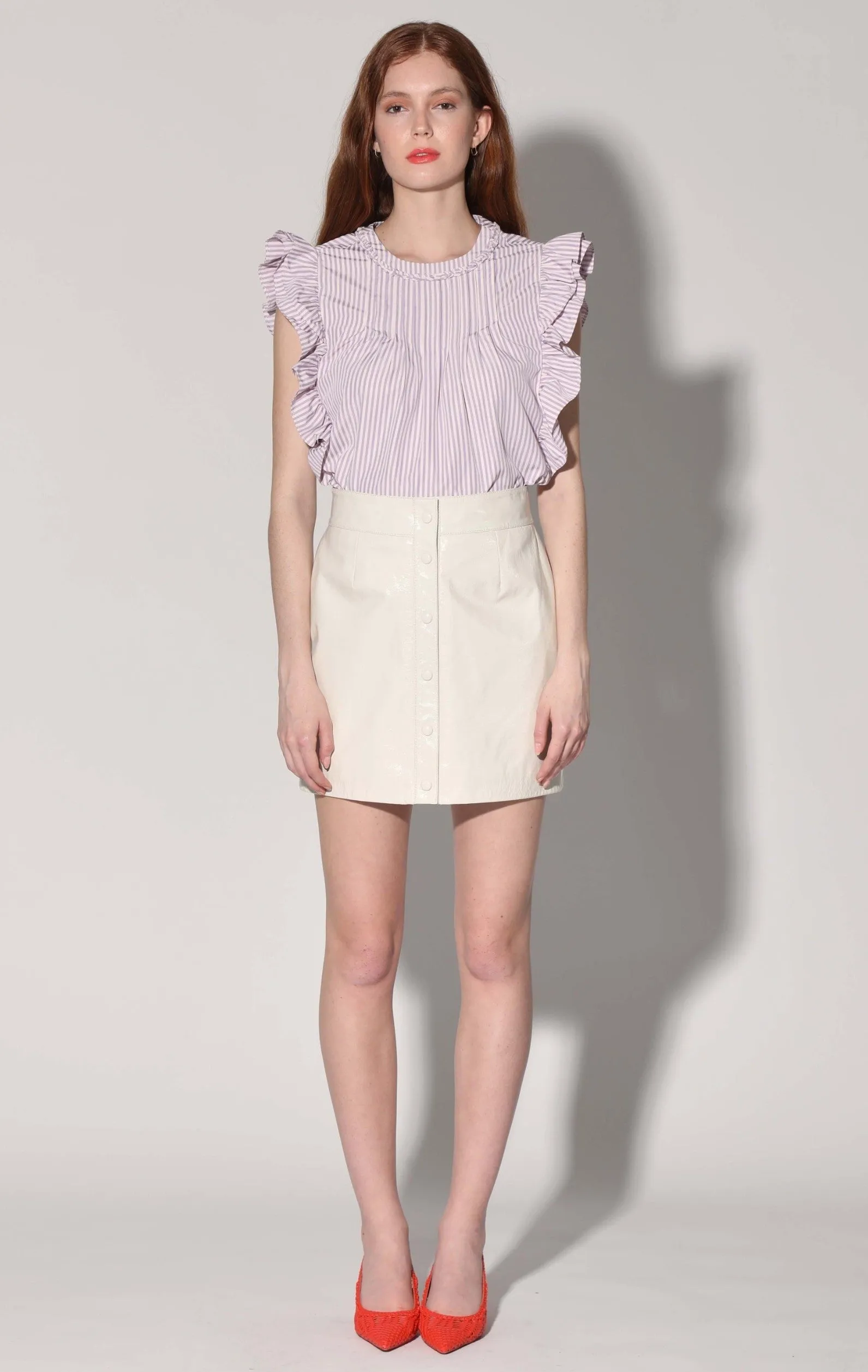 Amy Skirt, Oyster Patent - Leather (Spring 2023) sold by Walter Baker