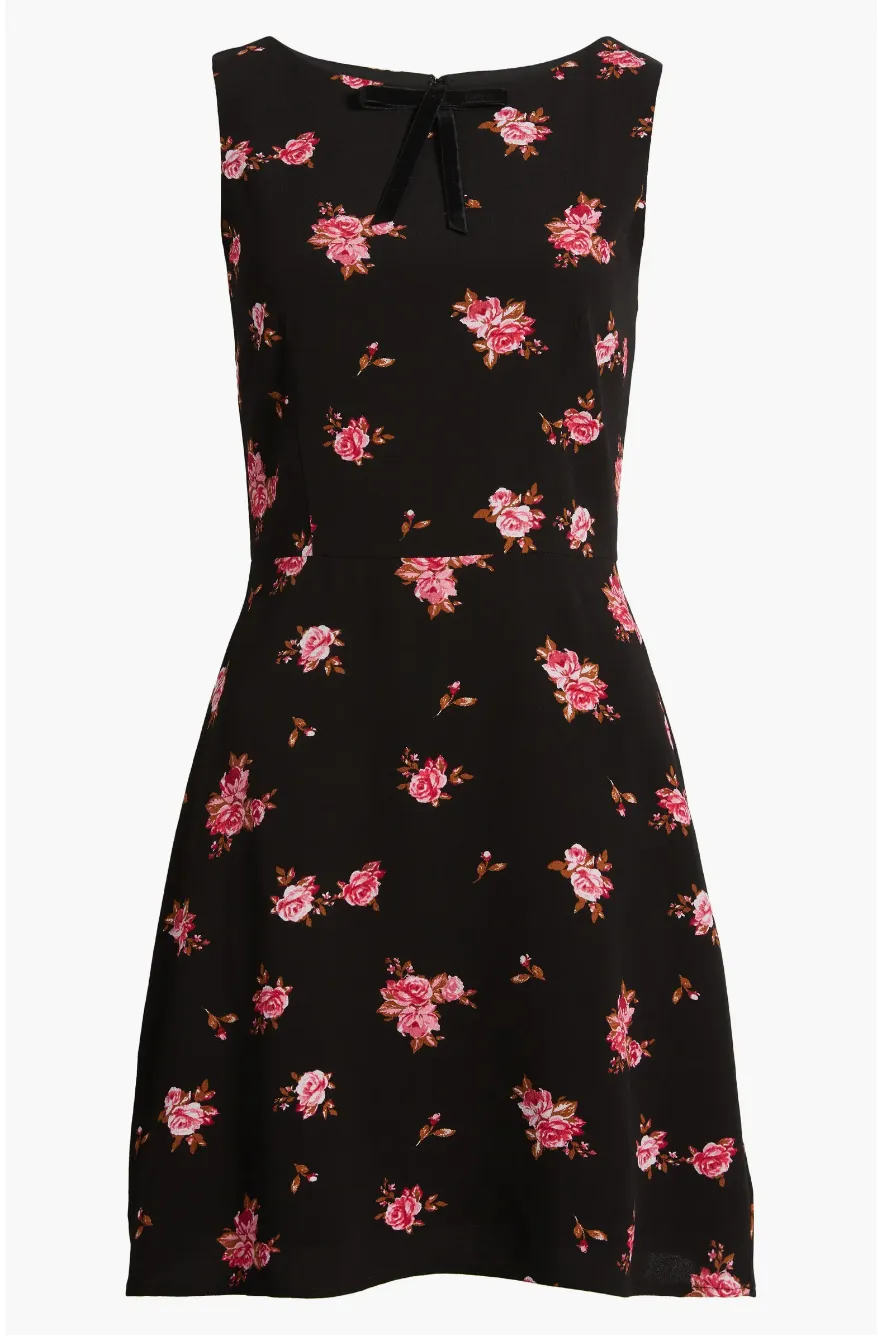 FLORAL BOW NECK FIT & FLARE MINI DRESS sold by Wayf product image thumbnail 2