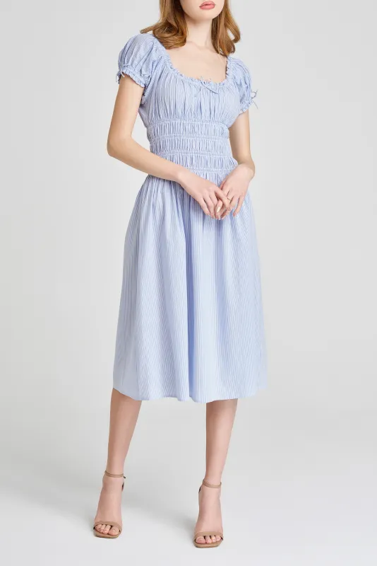 ADELINA SMOCKED MIDI DRESS sold by Wayf