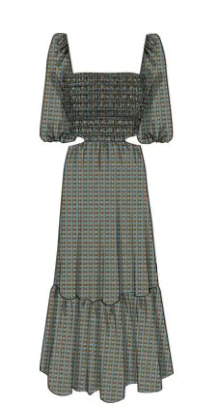 LYLA SMOCKED MIDI DRESS sold by Wayf