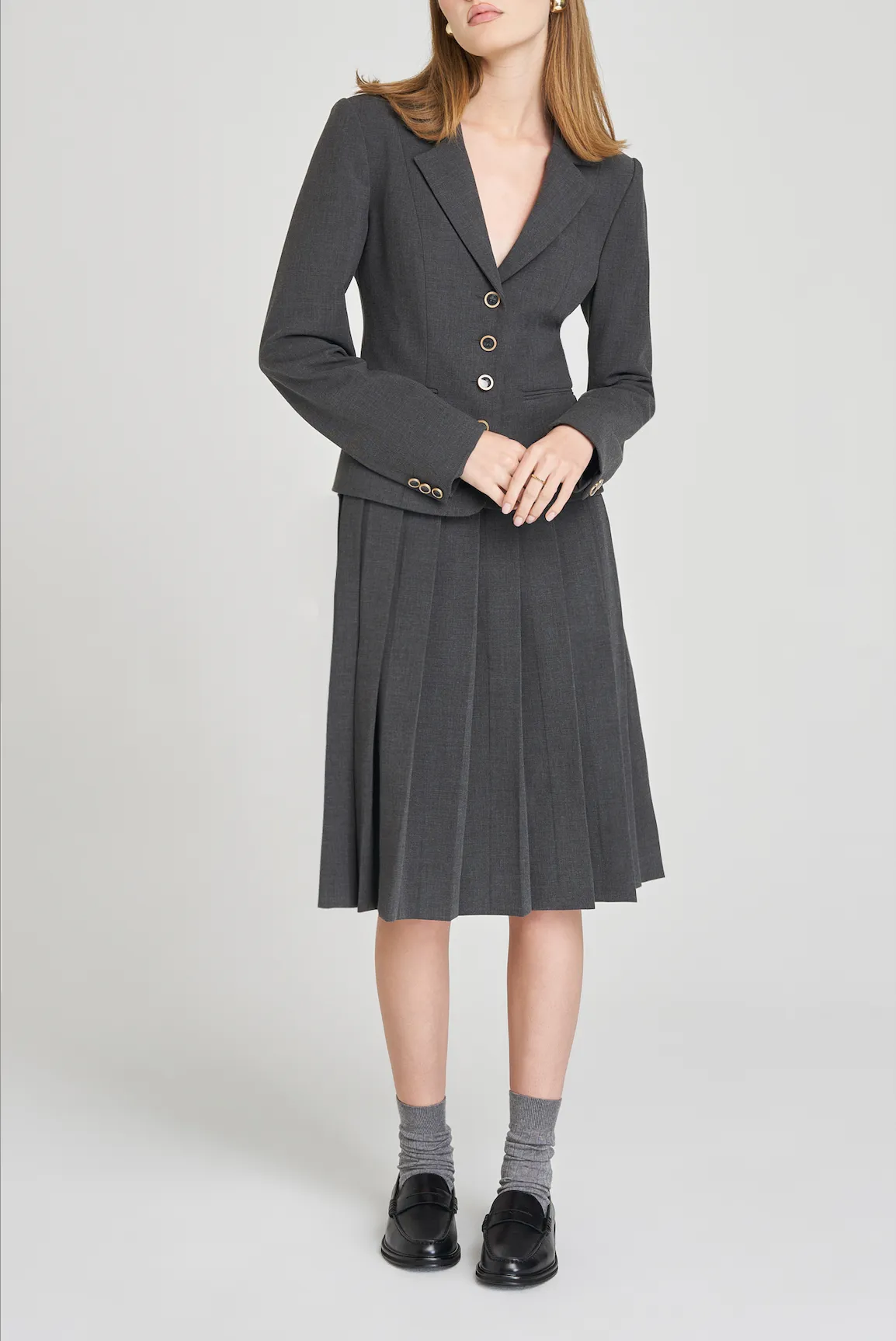 DARBY PLEATED MIDI SKIRT sold by Wayf