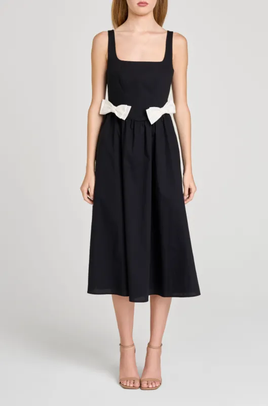 LIZZIE BOW TRIM MIDI DRESS sold by Wayf