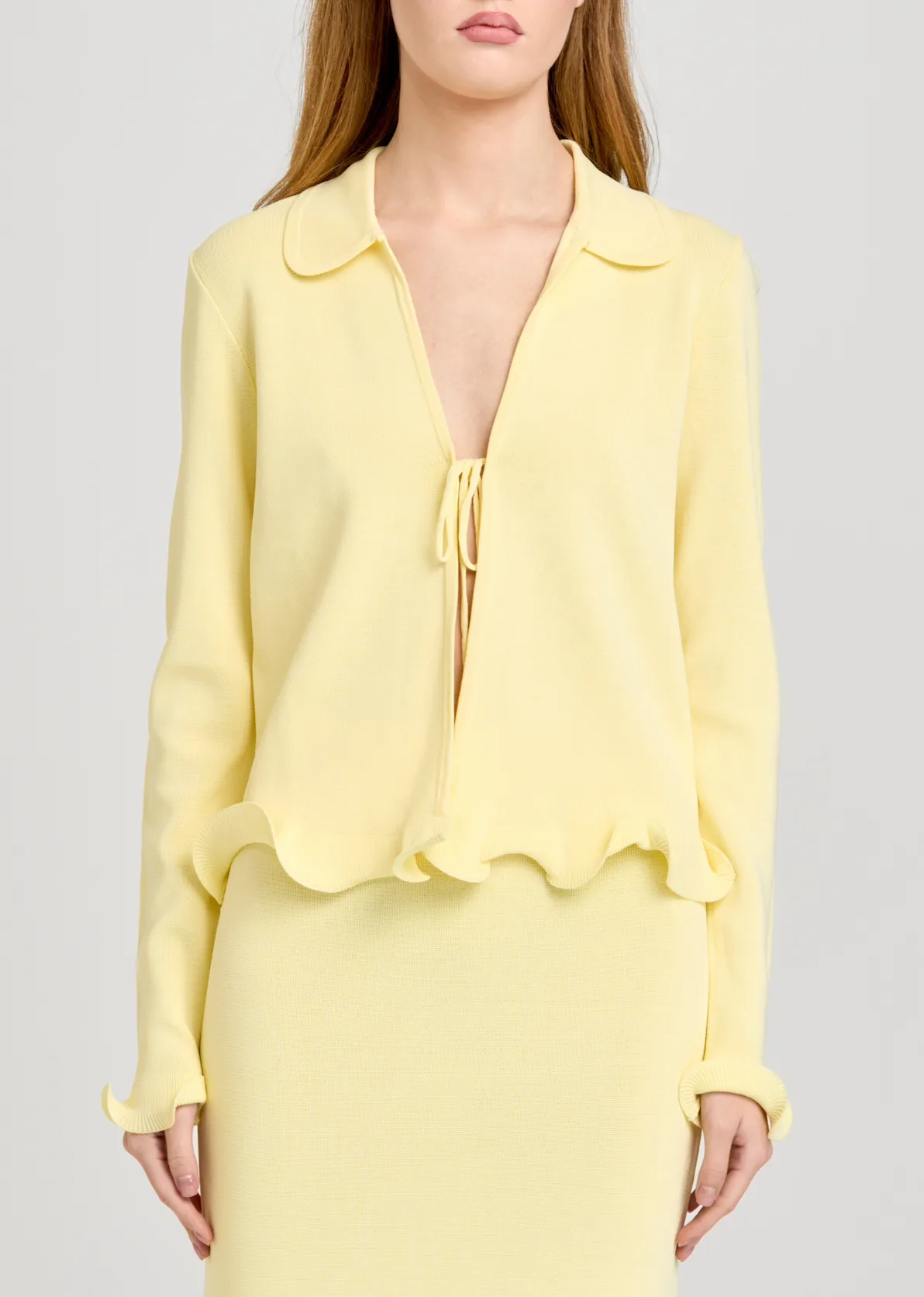 ISLA RUFFLE CARDIGAN sold by Wayf