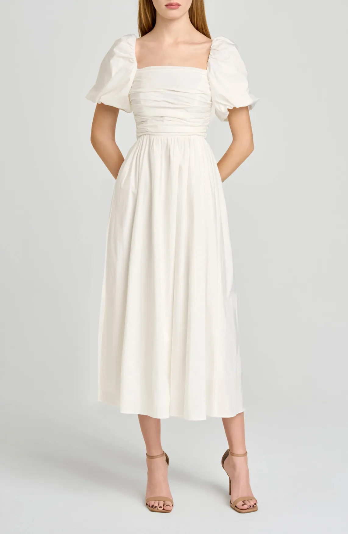 LUCY RUCHED MIDI DRESS sold by Wayf