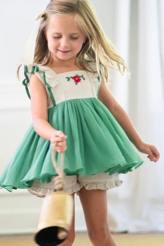 Poinsettia Tunic Set: Spruce sold by Well Dressed Wolf