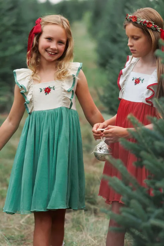 Poinsettia Dress: Spruce sold by Well Dressed Wolf