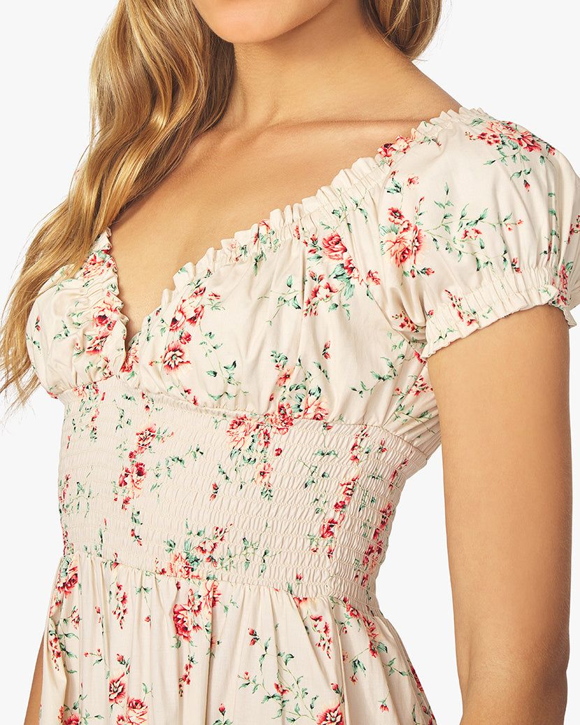 Puff Sleeve Dainty Floral Smocked Midi Dress sold by WeWoreWhat product image thumbnail 5