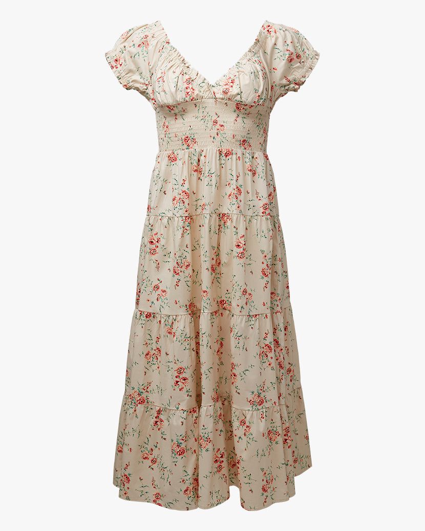 Puff Sleeve Dainty Floral Smocked Midi Dress sold by WeWoreWhat product image thumbnail 2