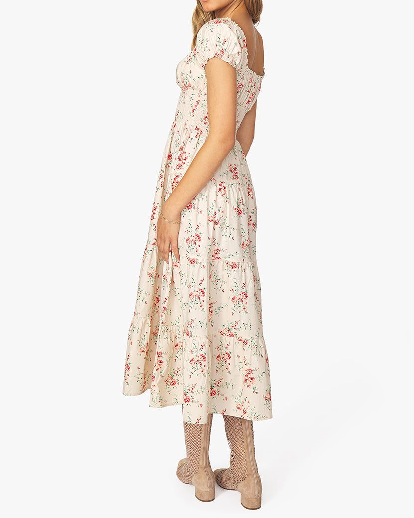 Puff Sleeve Dainty Floral Smocked Midi Dress sold by WeWoreWhat product image thumbnail 4
