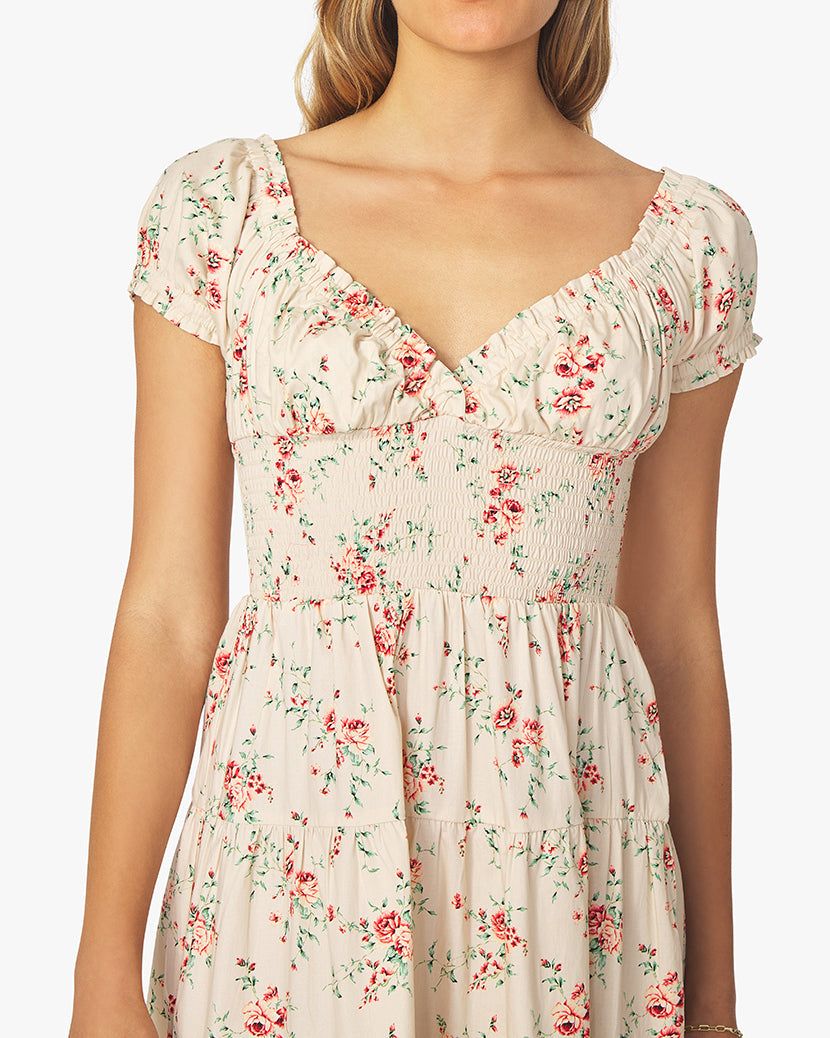 Puff Sleeve Dainty Floral Smocked Midi Dress sold by WeWoreWhat product image thumbnail 6