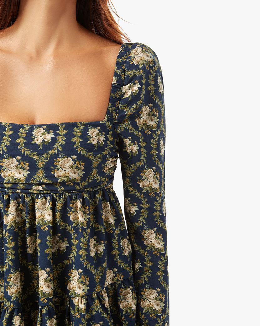 Puff Sleeve Victorian Floral Asymmetrical Tiered Dress sold by WeWoreWhat product image thumbnail 6