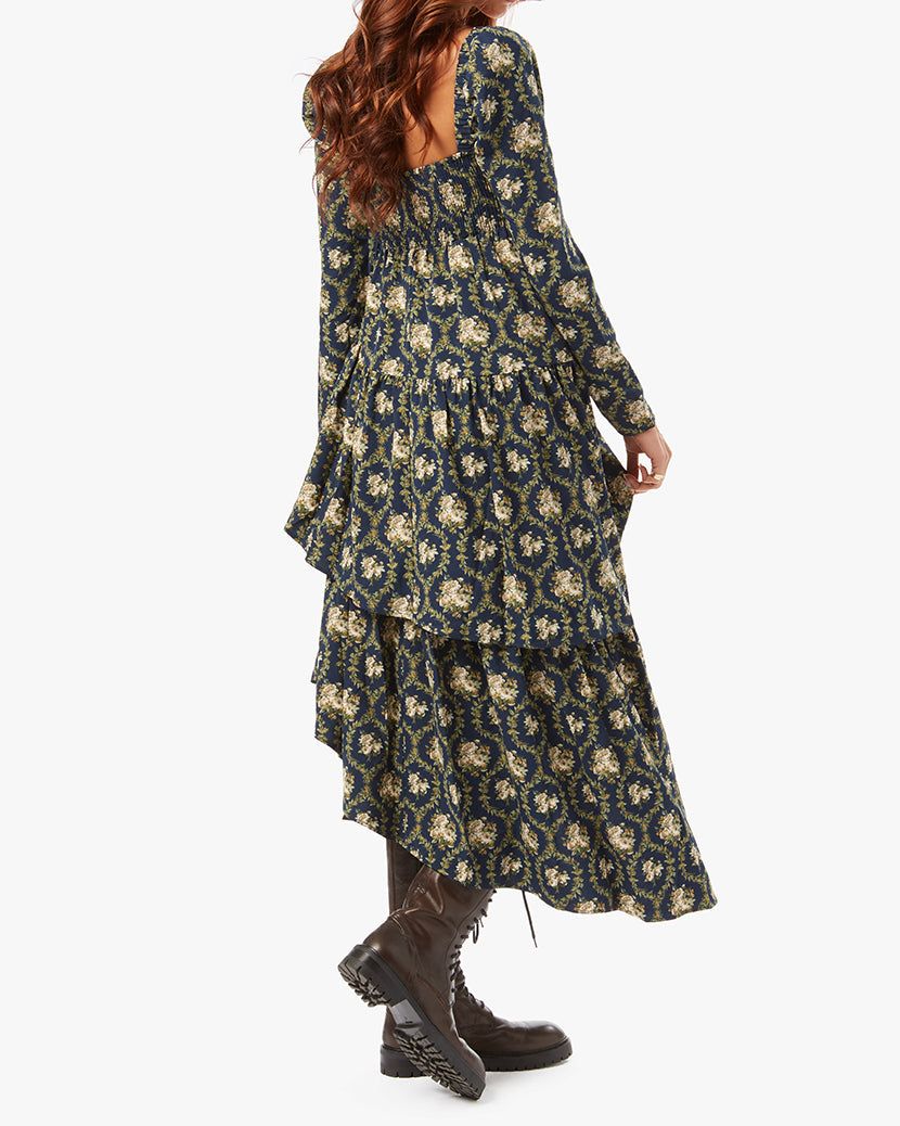 Puff Sleeve Victorian Floral Asymmetrical Tiered Dress sold by WeWoreWhat product image thumbnail 4