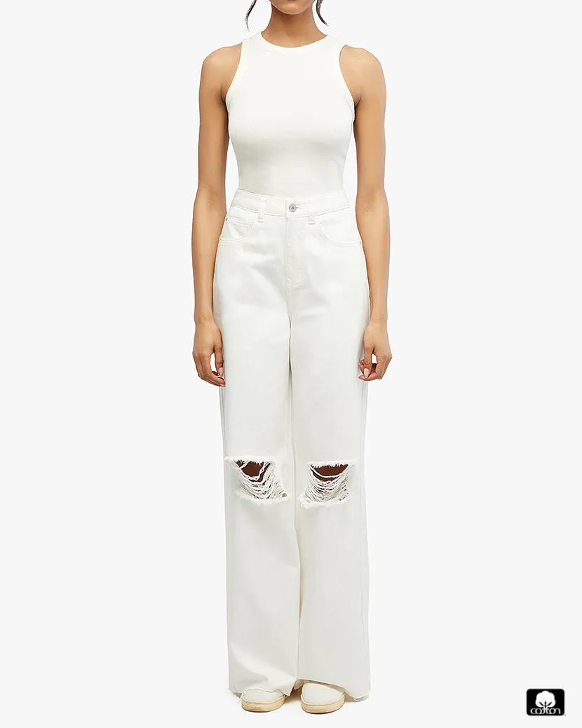 Wide Leg Distressed Jean sold by WeWoreWhat product image thumbnail 4