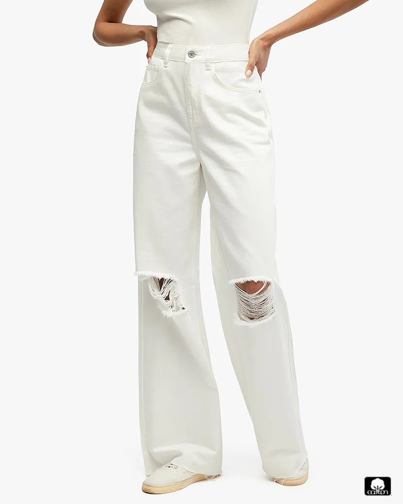 Wide Leg Distressed Jean sold by WeWoreWhat