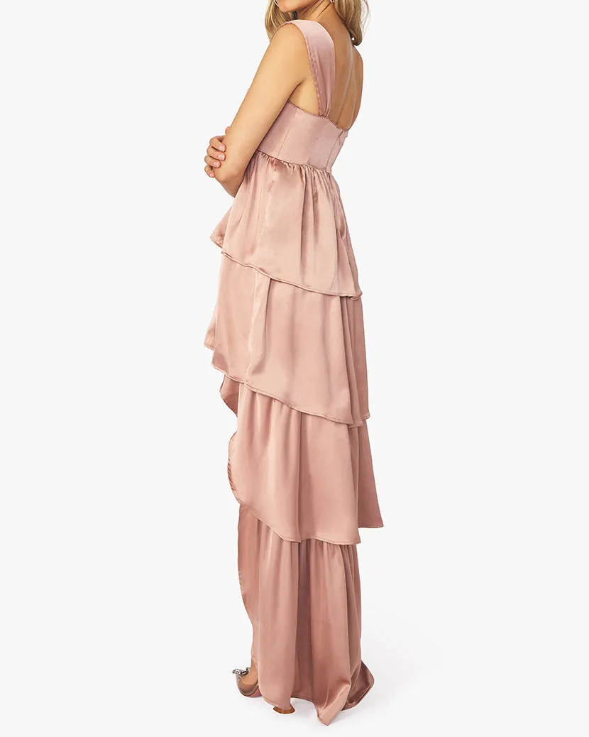 Corset High Low Satin Charmeuse Maxi Dress sold by WeWoreWhat product image thumbnail 4