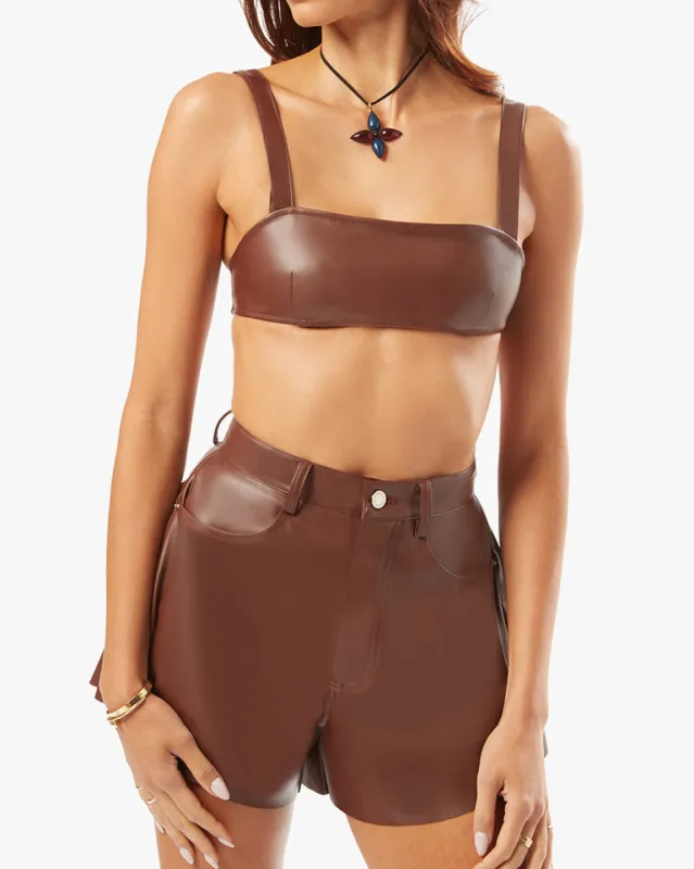 Vegan Leather Flare Bell Short sold by WeWoreWhat